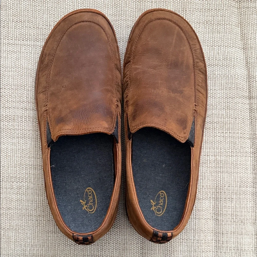 Chaco Men's Montrose leather /suede slip-on loafers in rust brown